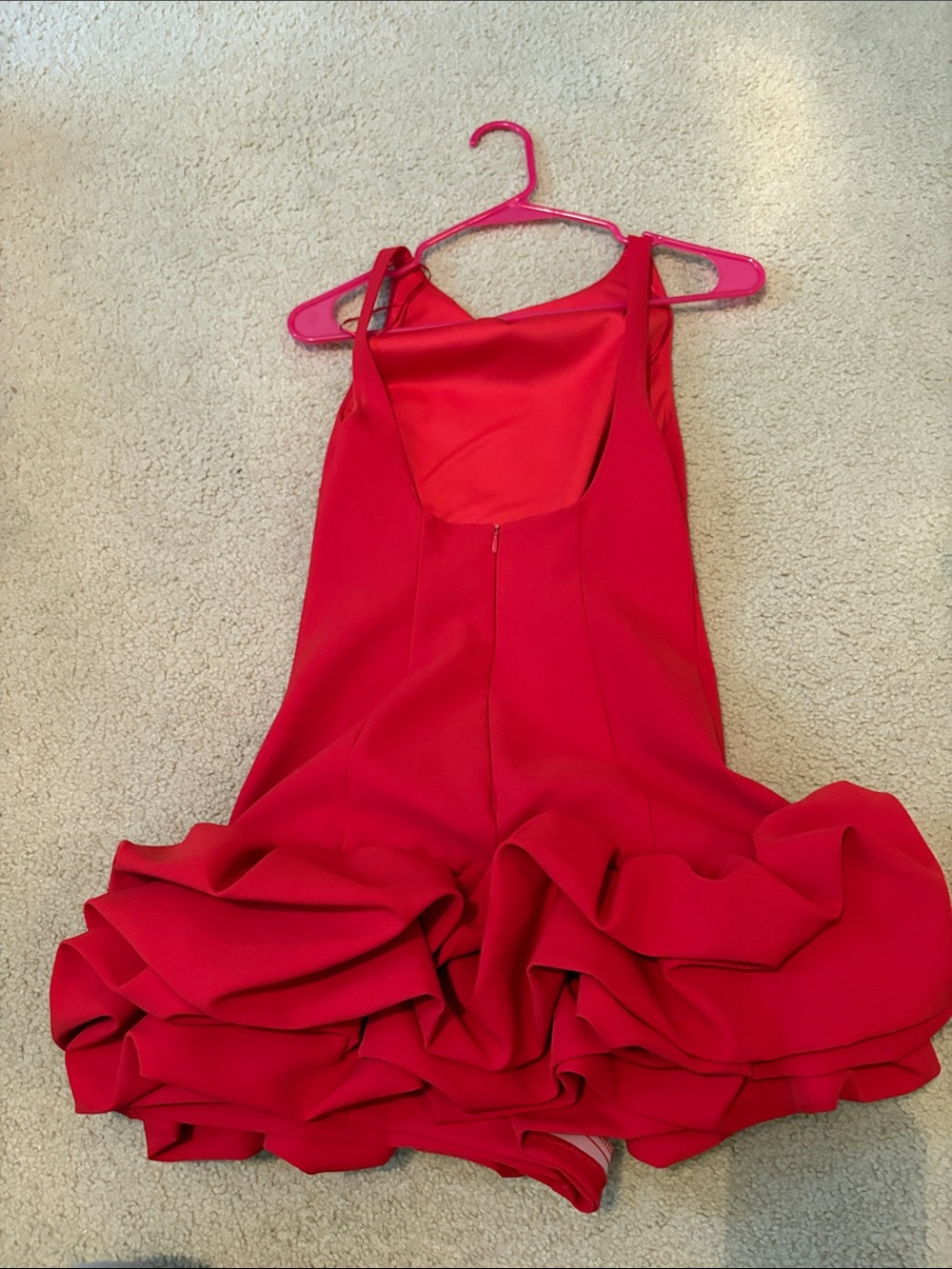 Zara Red Ruffle-Hem Mini Dress - Picture 3 of 4